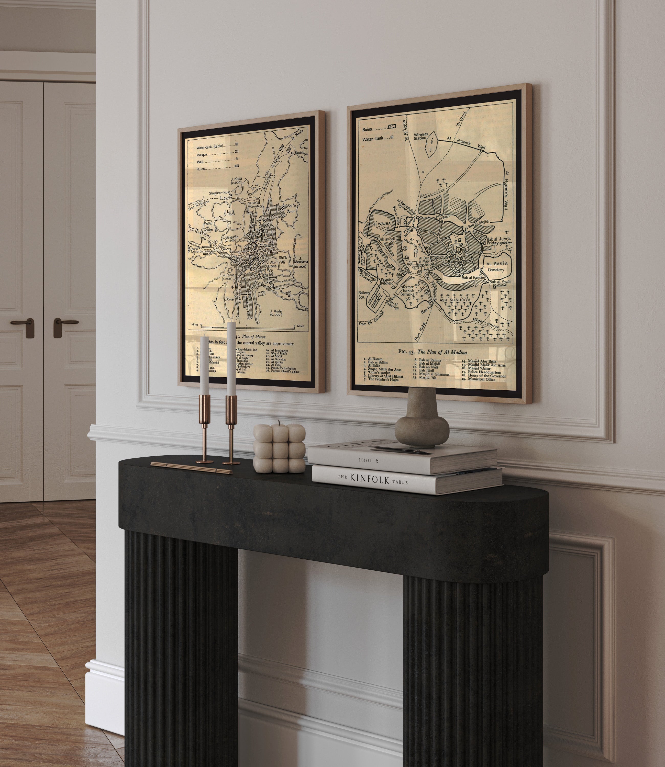 Rustic Mecca & Madinah Maps Pair - Signy