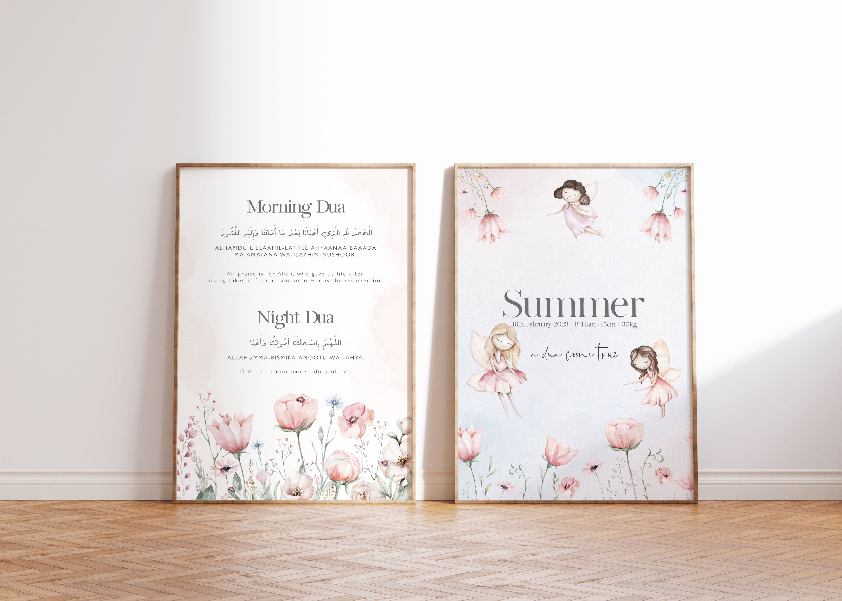 Fairy Garden, Personalised Birth Details + Morning & Night Dua - Signy