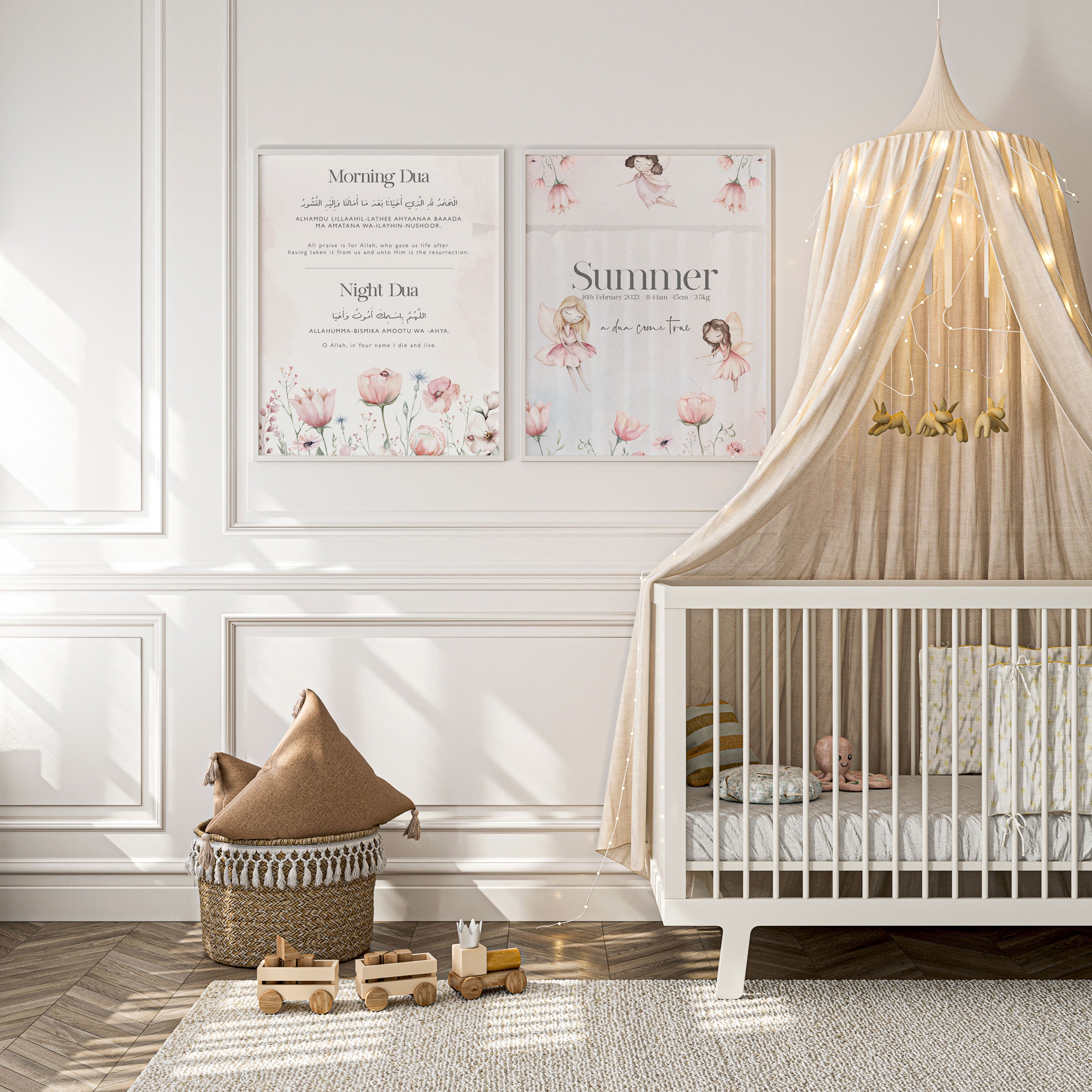 Fairy Garden, Personalised Birth Details + Morning & Night Dua - Signy