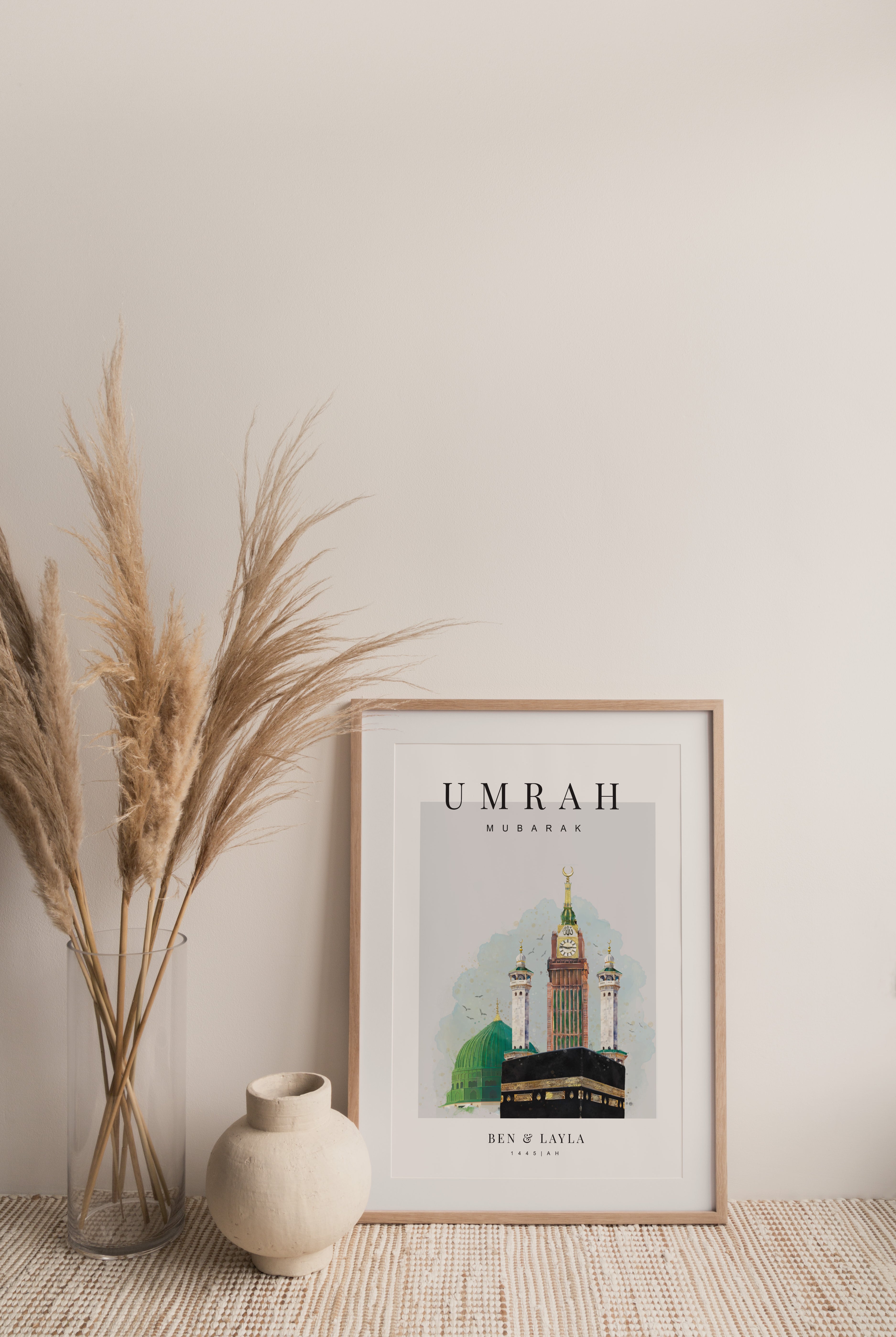Umrah Mubarak Print, English, Personalised - Signy
