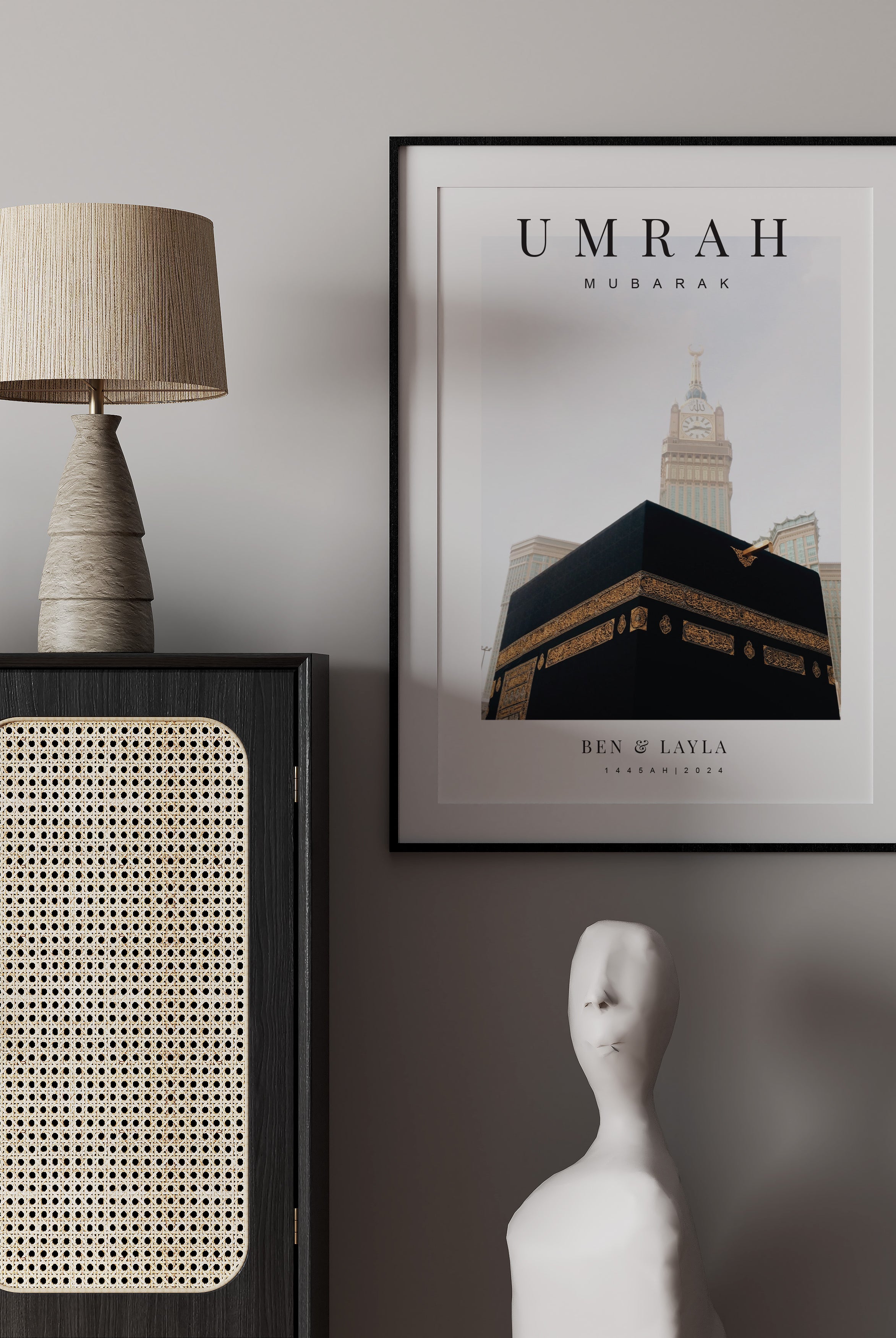 Umrah Mubarak Print, English Text, Personalised - Signy