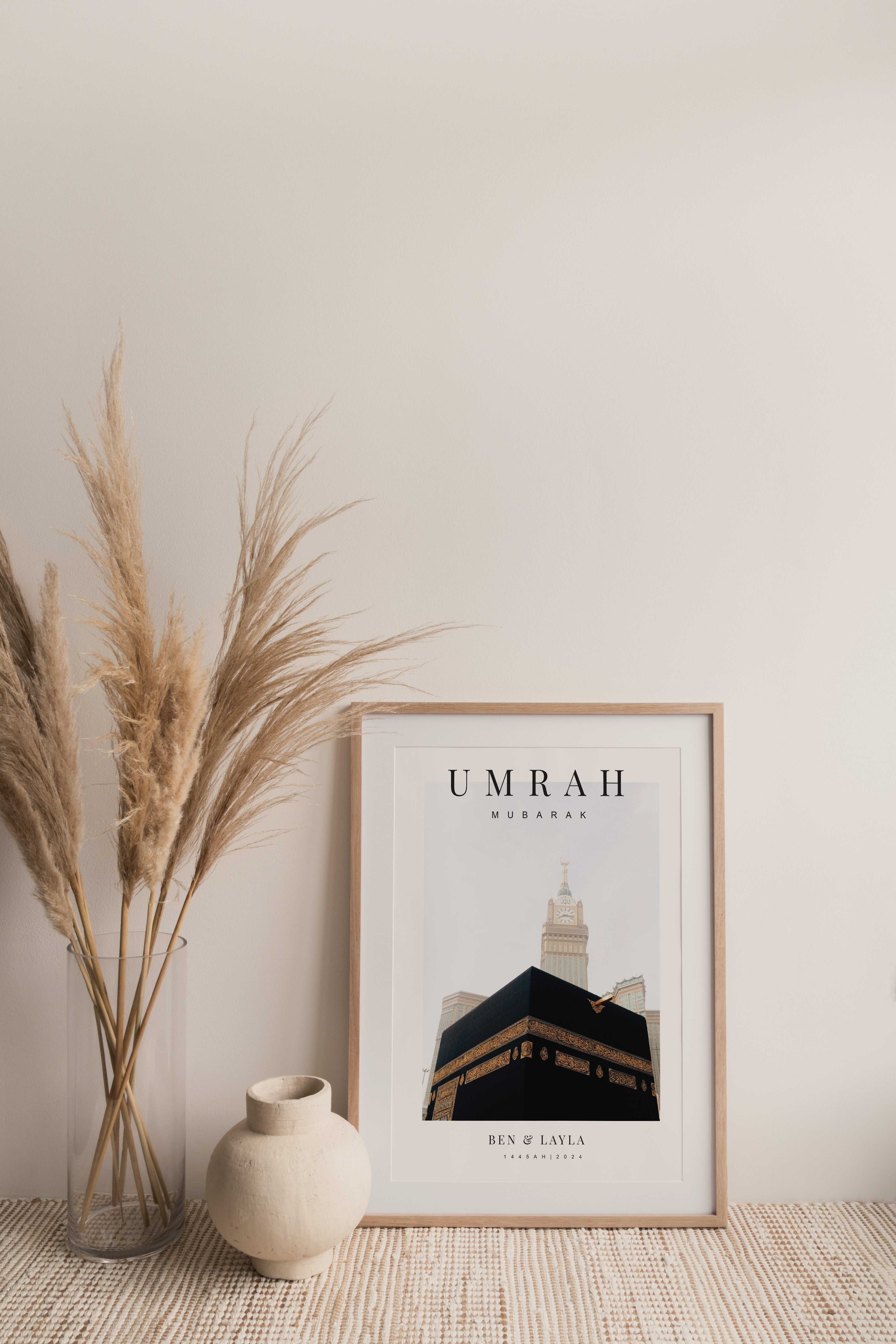 Umrah Mubarak Print, English Text, Personalised - Signy