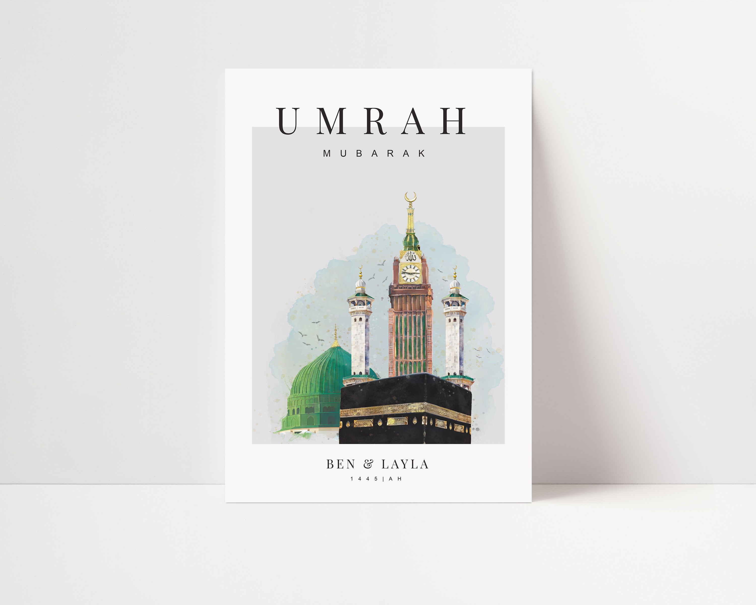 Umrah Mubarak Print, English, Personalised - Signy