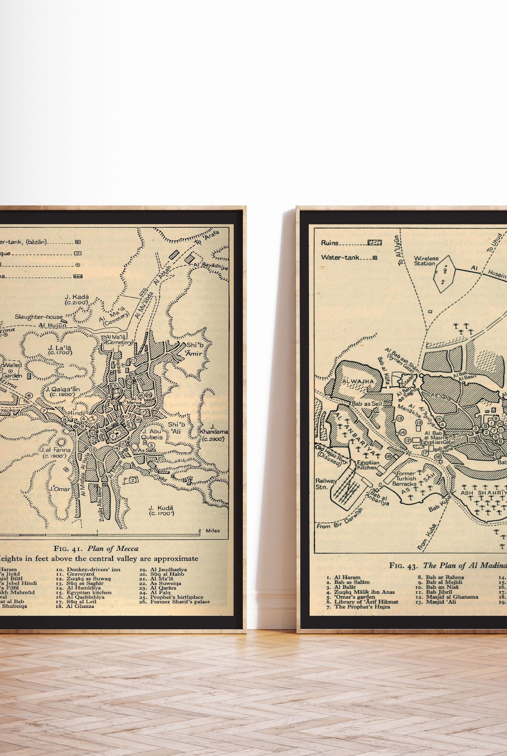 Rustic Mecca & Madinah Maps Pair - Signy