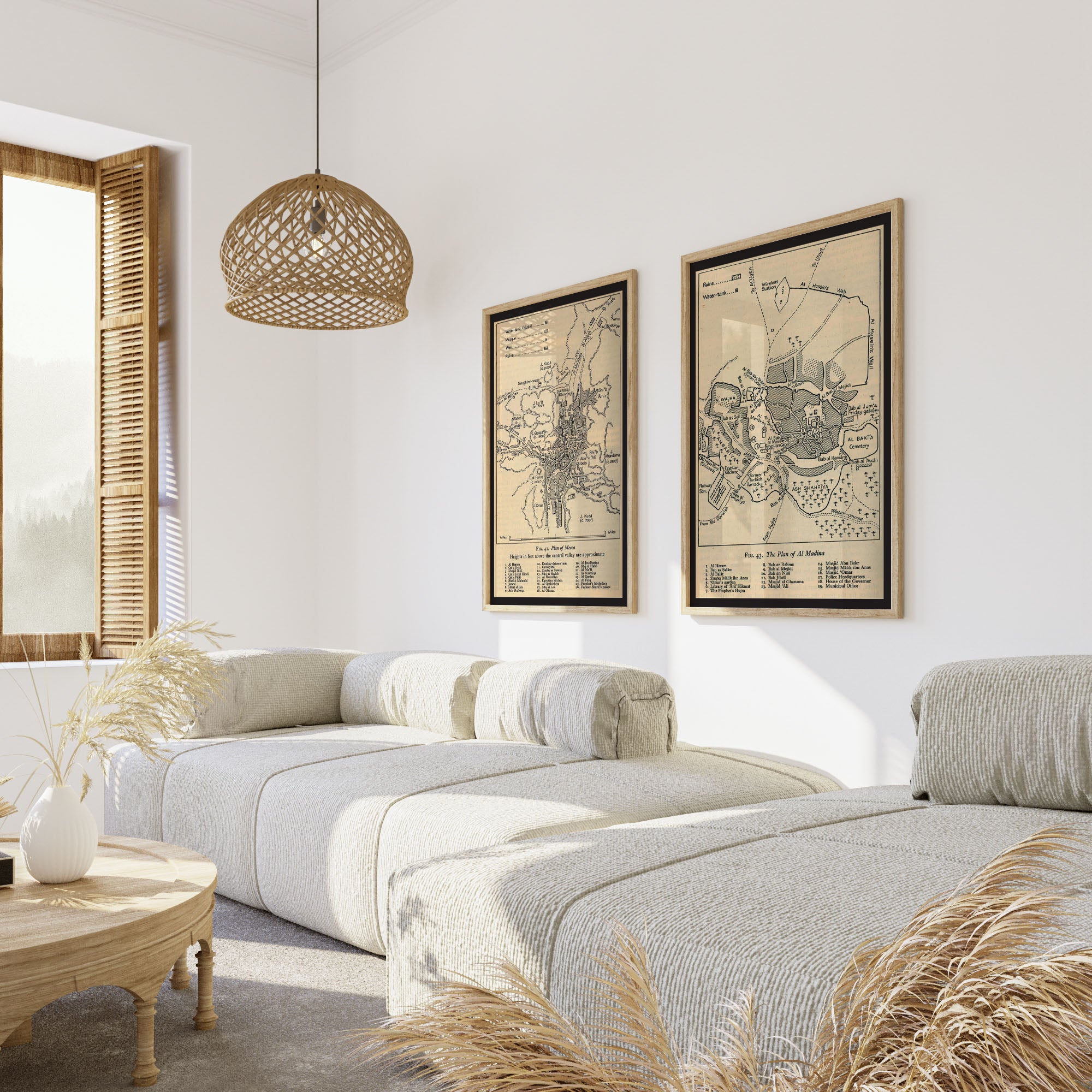 Rustic Mecca & Madinah Maps Pair - Signy