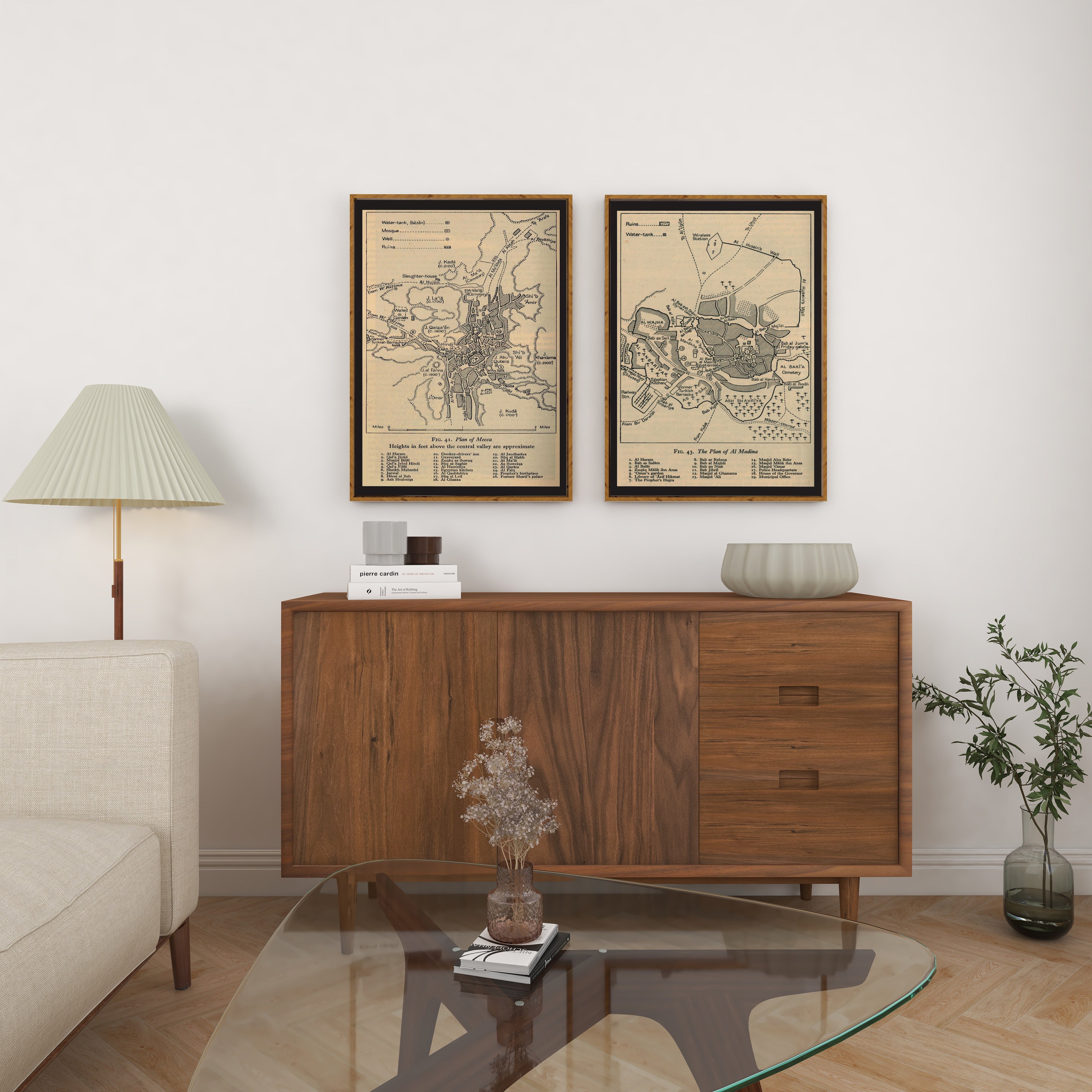 Rustic Mecca & Madinah Maps Pair - Signy